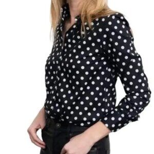 Banana Republic Soft Wash Polka Dot Oxford Button Down Shirt, Black and White